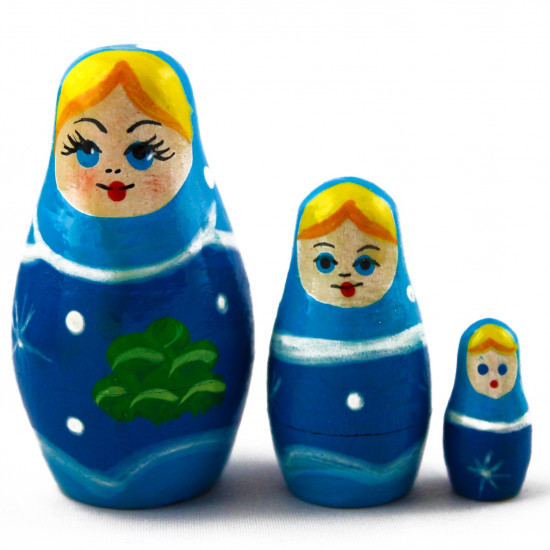 Micro Matryoshka with Snow Maiden Figurines Set 3 Pcs