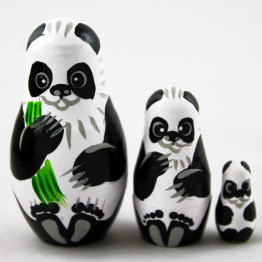 Micro Matryoshka with Panda Figurines 3 Pcs