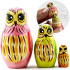 Micro matryoshka with owl figurines Set 3 pcs