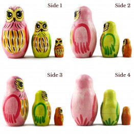 Micro matryoshka with owl figurines Set 3 pcs