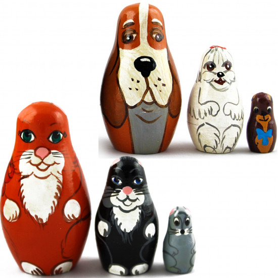 Mini nesting dolls dogs and cats  