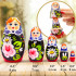Russian Doll with Dahlias and Chamomile Flowers Set of 5 pcs