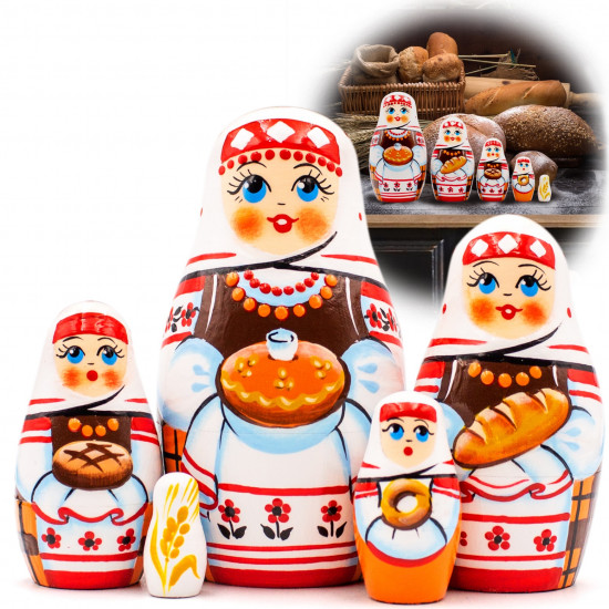 Matryoshka Doll in Belarussian Slavic Clothing Set of 5 pcs