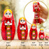 Russian Doll in Red Sundress with Ornaments Set of 5 pcs