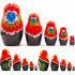 Russian Doll in Red Head Scarf and Sarafan Dress with Poppy Flowers Set of 5 pcs