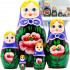 Russian Doll in Purple Head Scarf and Sarafan with Poppies Bouquet Set of 5 pcs