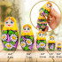 Russian Doll with Lilac and Daisy Flowers Set of 5 pcs