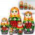 Russian Doll in Sarafan Dress with Rowan Branches and Daisy Flowers Set of 5 pcs