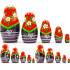 Russian Doll in Sarafan Dress with Rowan Branches and Daisy Flowers Set of 5 pcs