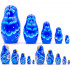 Blue Russian Doll in Sarafan with Daisy Flowers Set of 5 pcs