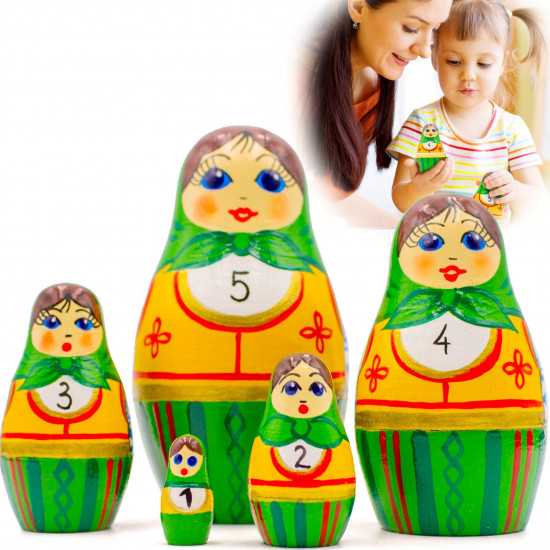 Matryoshka Nesting Dolls Teaching Numbers Set 5 pcs