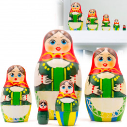 Russian Doll in German Dirndl Dress Set of 5 pcs