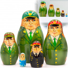 Matryoshka Doll Russian Officers in Army Uniform Set of 5 pcs