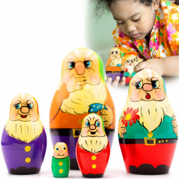 Matryoshka with Seven Dwarfs Figures from Tale Snow White and The Seven Dwarfs Set of 5 pcs