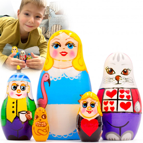 Alice in Wonderland Nesting Dolls Set of 5 pcs