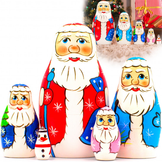 Russian Santa Nesting Dolls Set of 5 pcs