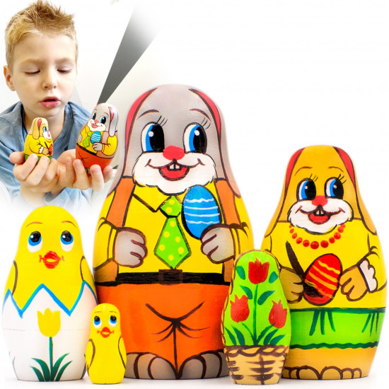 Easter Bunny Nesting Dolls Set of 5 pcs