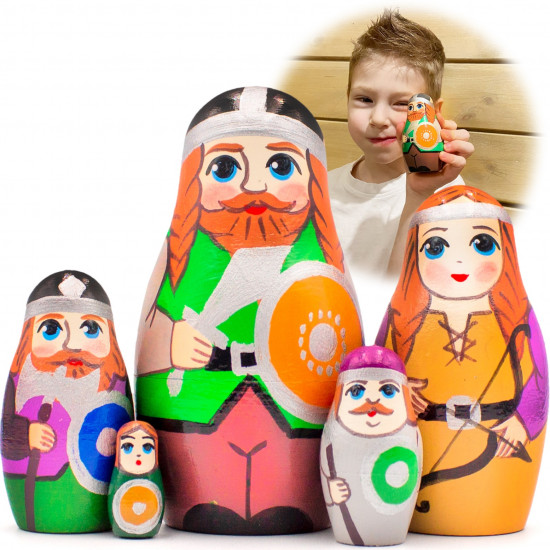 Vikings Nesting Dolls Set of 5 pcs - Viking Decor