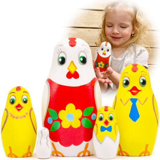 Easter Nesting Dolls Set 5 Pcs - Chicken Toys for Kids