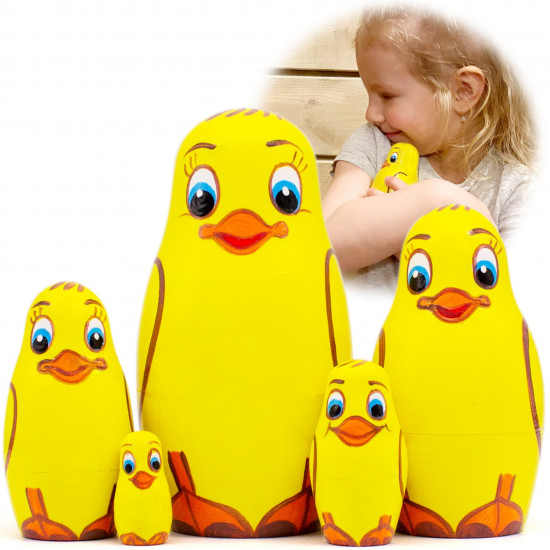 Ducklings Nesting Dolls Set 5 Pcs - Duck Toys for Ducklings
