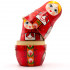 Nesting Dolls in Hand Painted Red Head Scarf and Sarafan Dress with Ornaments Set of 7 pcs