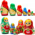 Russian Nesting Dolls Set 7 pcs - Authentic Russian Doll in Slavic Dress with Flower Decorations