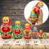 Russian Nesting Dolls Set 7 pcs - Authentic Russian Doll in Slavic Dress with Flower Decorations