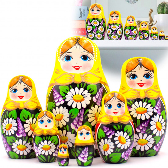 Russian Nesting Dolls for Kids Handmade Wooden Matryoshka Set 7 Pieces