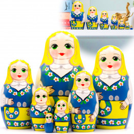 Nesting Dolls in Swedish Traditional Costume Set of 7 pcs
