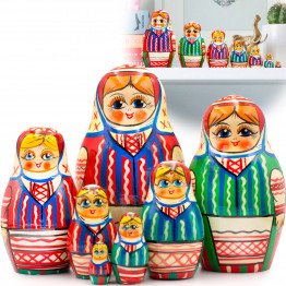 Matryoshka Doll in Belarussian Festive Dress with Ornament Set of 7 pcs