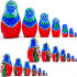 Russian Doll in Sarafan Dress with Red Rose Decorations Set of 7 pcs