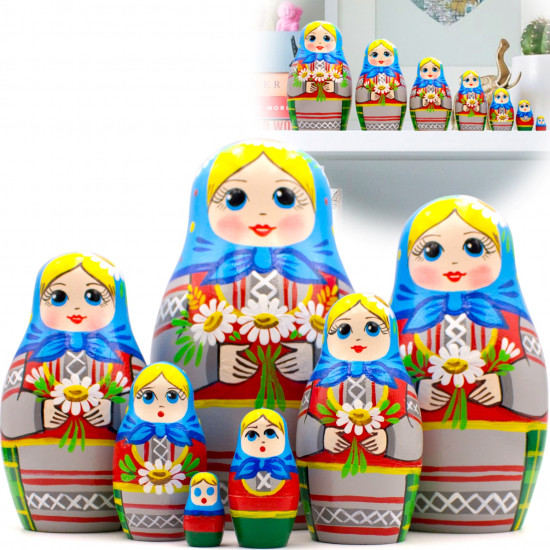 Matryoshka Doll in Belarussian Traditional Dress Set of 7 pcs