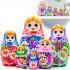 Russian Dolls in Rainbow Sarafan Dress with Meadow Flowers Set of 7 pcs