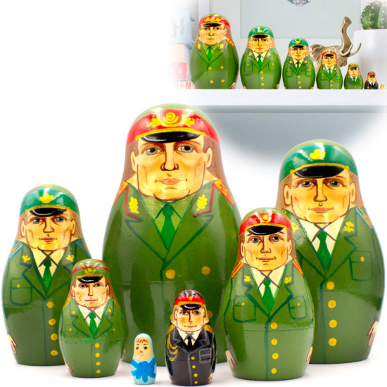 Russian Officers Nesting Dolls in Army Uniform Set of 7 pcs