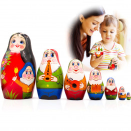 Russian Dolls with Characters from Tale Snow White and The Seven Dwarfs Set of 7 pcs