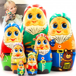 Russian Dolls with Seven Gnomes Figurines from Tale Snow White and The Seven Dwarfs Set of 7 pcs