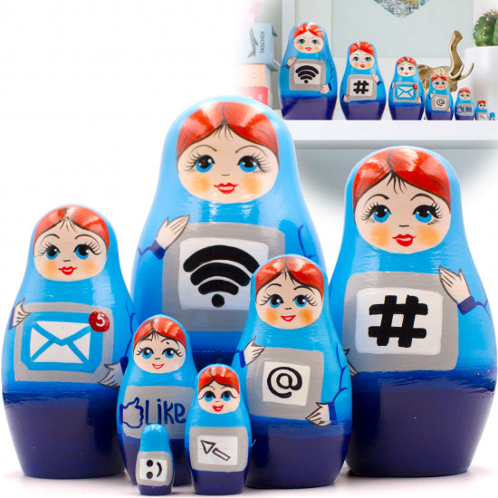 Unusual Matryoshka Dolls Computer Geek Gifts Set of 7 pcs