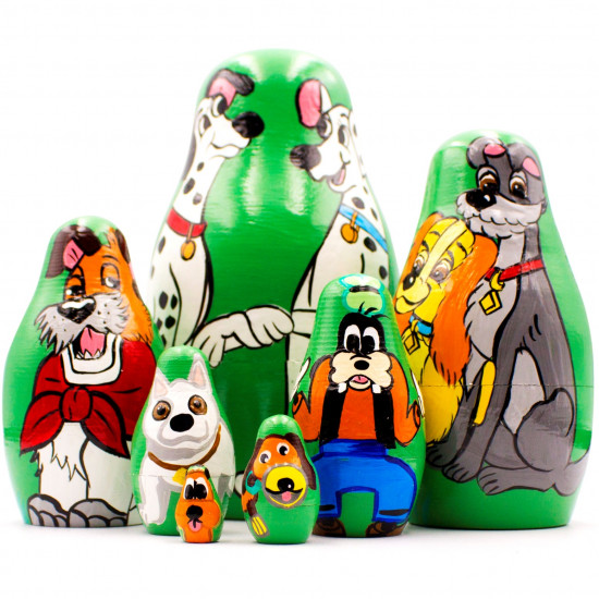 Matryoshka Dolls Famous Dogs from Disney Cartoons Set 7 pcs