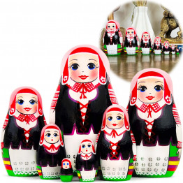 Molodechno Matryoshka Dolls in Slavic Costume with Ornaments Set 7 pcs