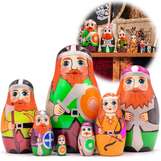Vikings Russian Nesting Dolls Set 7 pcs