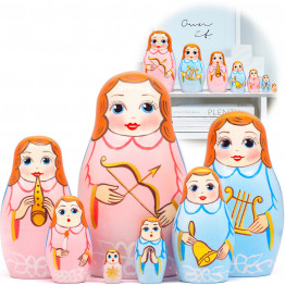 Angels Matryoshka Doll- Wooden Nativity Set 7 Pcs