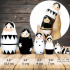 Black and White Russian Nesting Dolls Set of 7 pcs