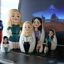Office Women Russian Nesting Dolls Set 7 pcs - Matryoshka Dolls for Office Decor