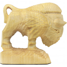 American Bison (Buffalo) Hand Carved Wooden Figurine 5.2"
