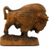 Bison Hand Carved Wooden Statue Brown, 6"