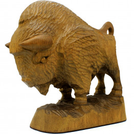 Wooden American Bison Statue 6"