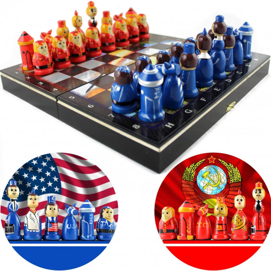 American vs Soviet Army Chess Board Game