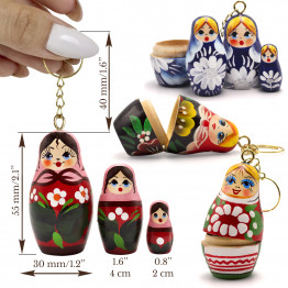 Traditional Matryoshka Russian Nesting Dolls Keychain Set 5 pcs