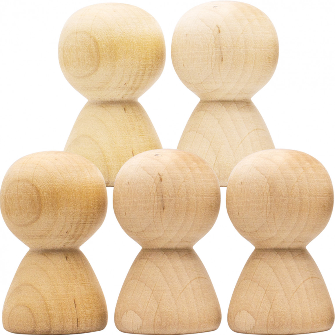 Family of 8 Wooden Peg Dolls - Unfinished Wooden People - Large